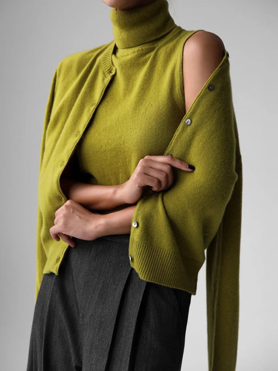 Women’s Sleeveless High Neck Knitted Vest with Ribbed Hem and Fitted Silhouette