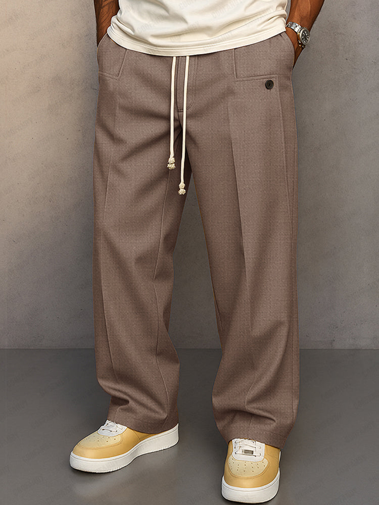 Men's Drawstring Pleated Dress Pants - Relaxed Tailored Fit