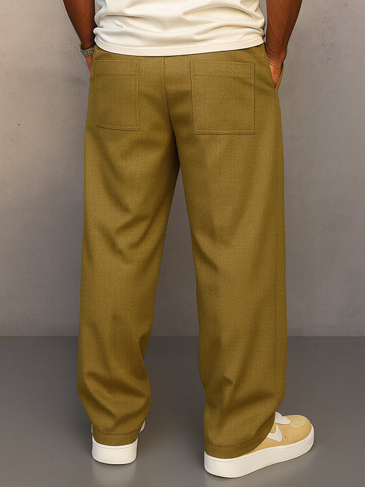 Men's Drawstring Pleated Dress Pants - Relaxed Tailored Fit