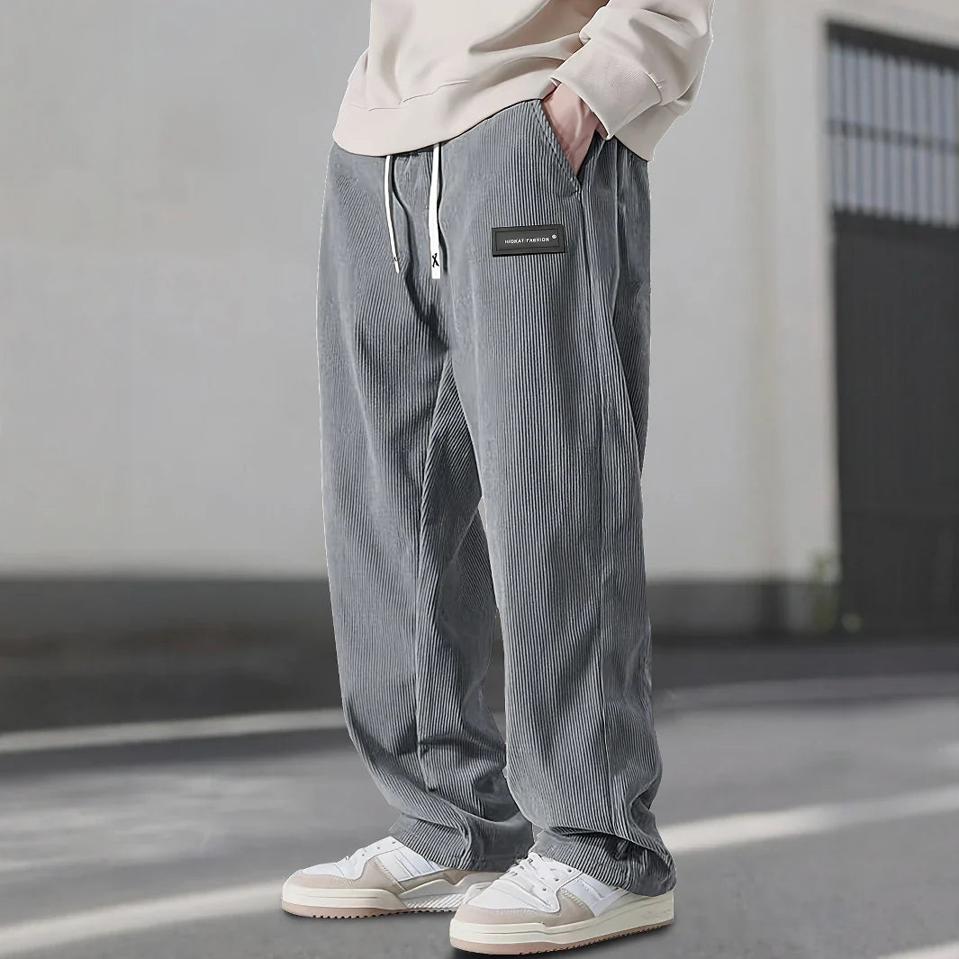 Men’s Corduroy Drawstring Sweatpants – Relaxed Straight Fit