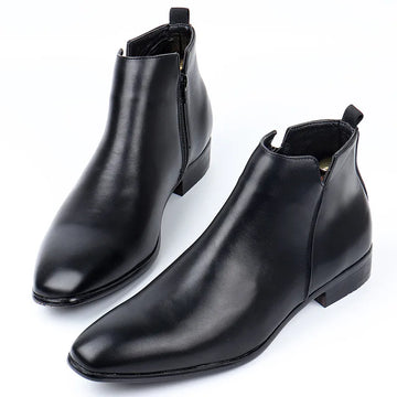 Men's Chelsea Boots - Pointed Toe - Ankle Height - Side Zip - Pull Tab