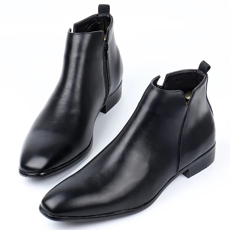 Men's Chelsea Boots - Pointed Toe - Ankle Height - Side Zip - Pull Tab