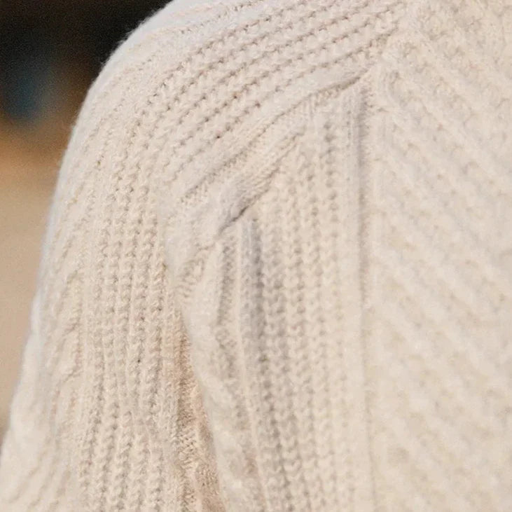 Men’s Knitted Polo Sweater with Button Placket - Long Sleeve Textured Knit Top