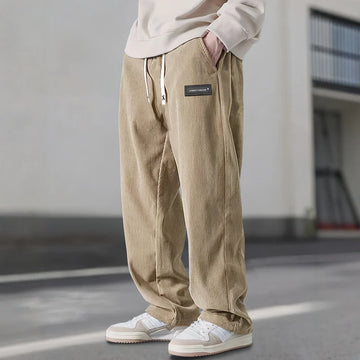 Men’s Corduroy Drawstring Sweatpants – Relaxed Straight Fit