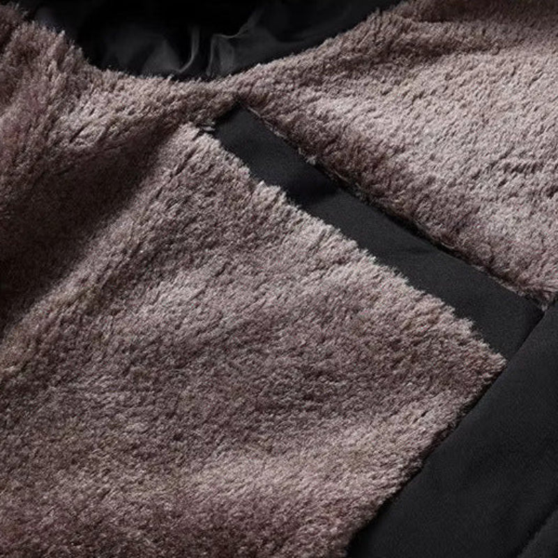 Men's Quilted Zip-Up Jacket with Stand Collar - Fleece Lined - Zip Pockets - Winter Style