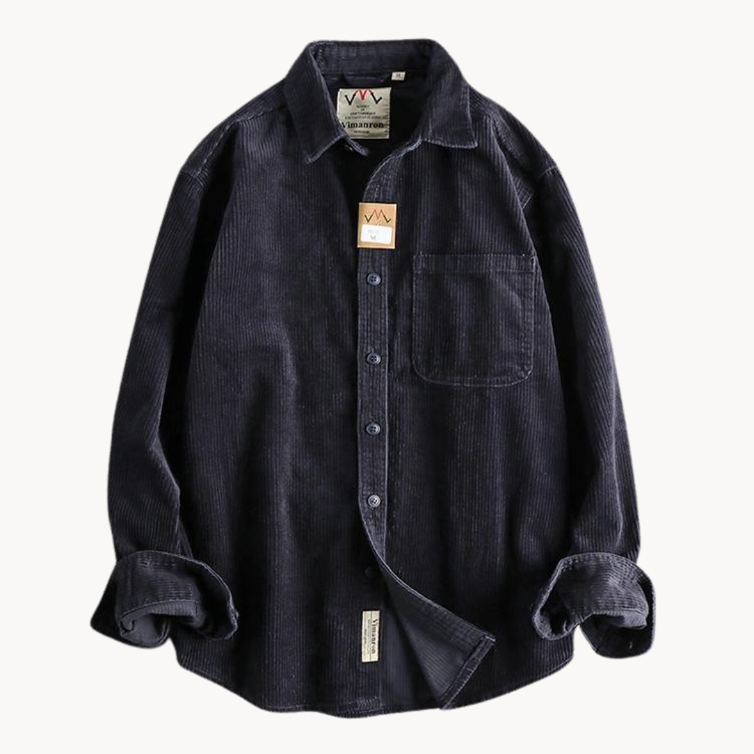 Men's Corduroy Shirt Jacket - Long Sleeve Overshirt with Chest Pocket and Button Front