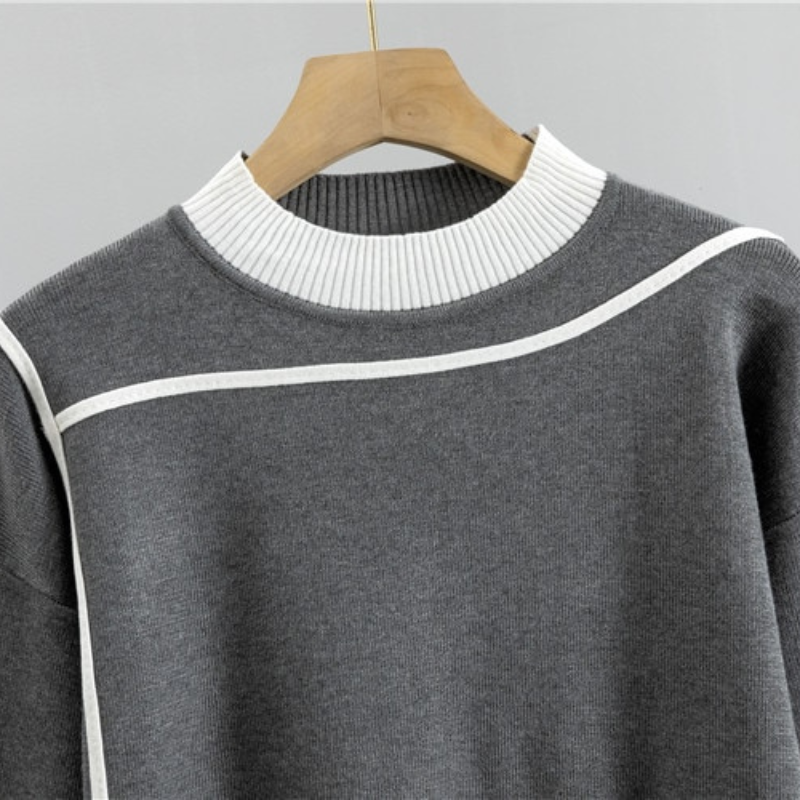 Women's Knit Two Piece Set - Long Sleeve Jumper and Jogger Pants with Contrast Trim