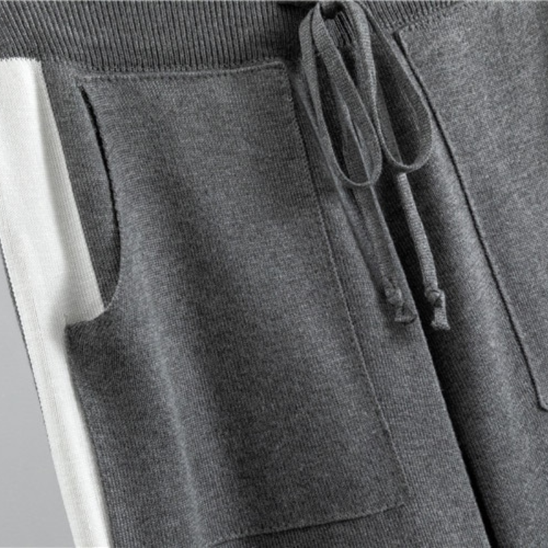 Women's Knit Two Piece Set - Long Sleeve Jumper and Jogger Pants with Contrast Trim