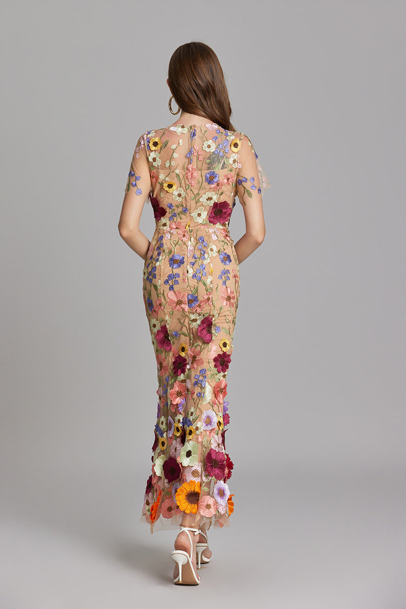 Women’s Floral Embroidered Maxi Occasion Dress