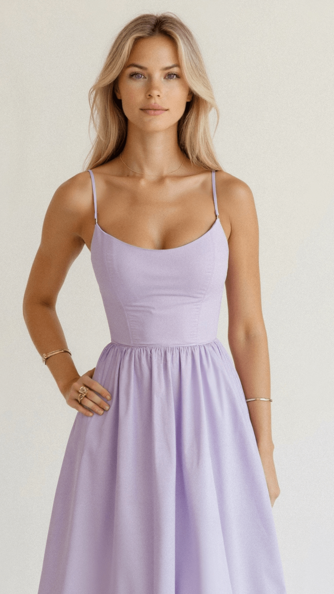 Women's Midi Dress - Scoop Neck - Spaghetti Strap - A-Line