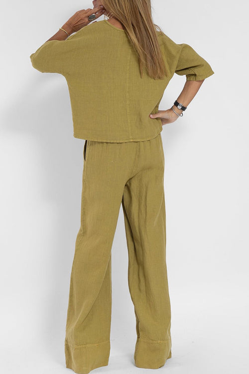 Women’s White Two-Piece Set – Wide-Leg Trousers & Relaxed Top