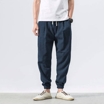 Men's Jogger Pants - Drawstring Elasticated Waist Ribbed Ankle Cuff