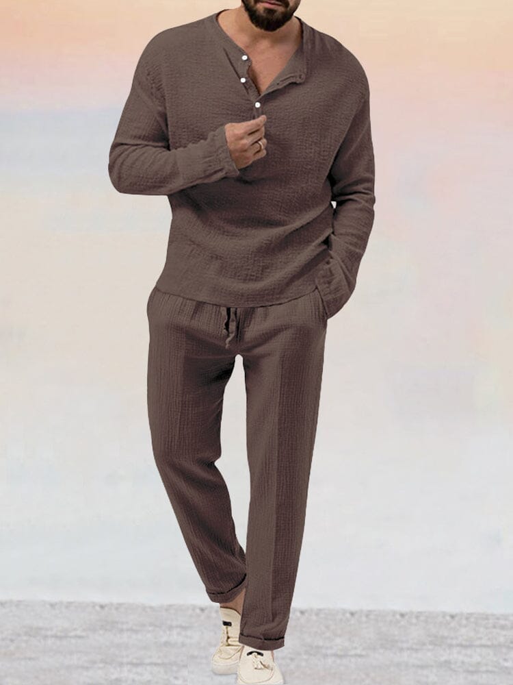 Men's Two Piece Set Long Sleeve Top and Straight Leg Pants