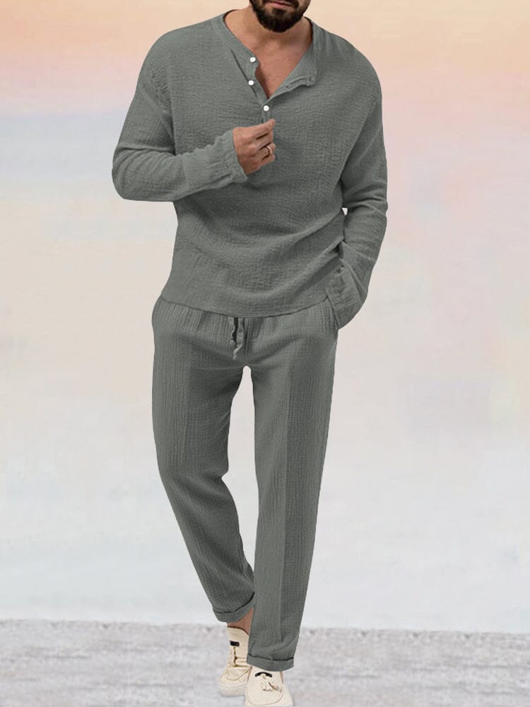 Men's Two Piece Set Long Sleeve Top and Straight Leg Pants