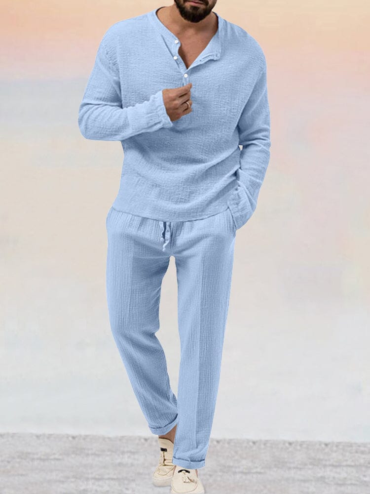 Men's Two Piece Set Long Sleeve Top and Straight Leg Pants