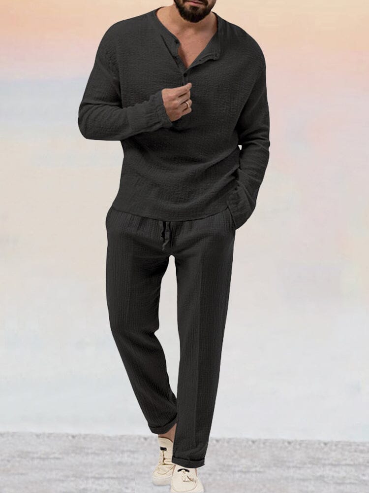Men's Two Piece Set Long Sleeve Top and Straight Leg Pants
