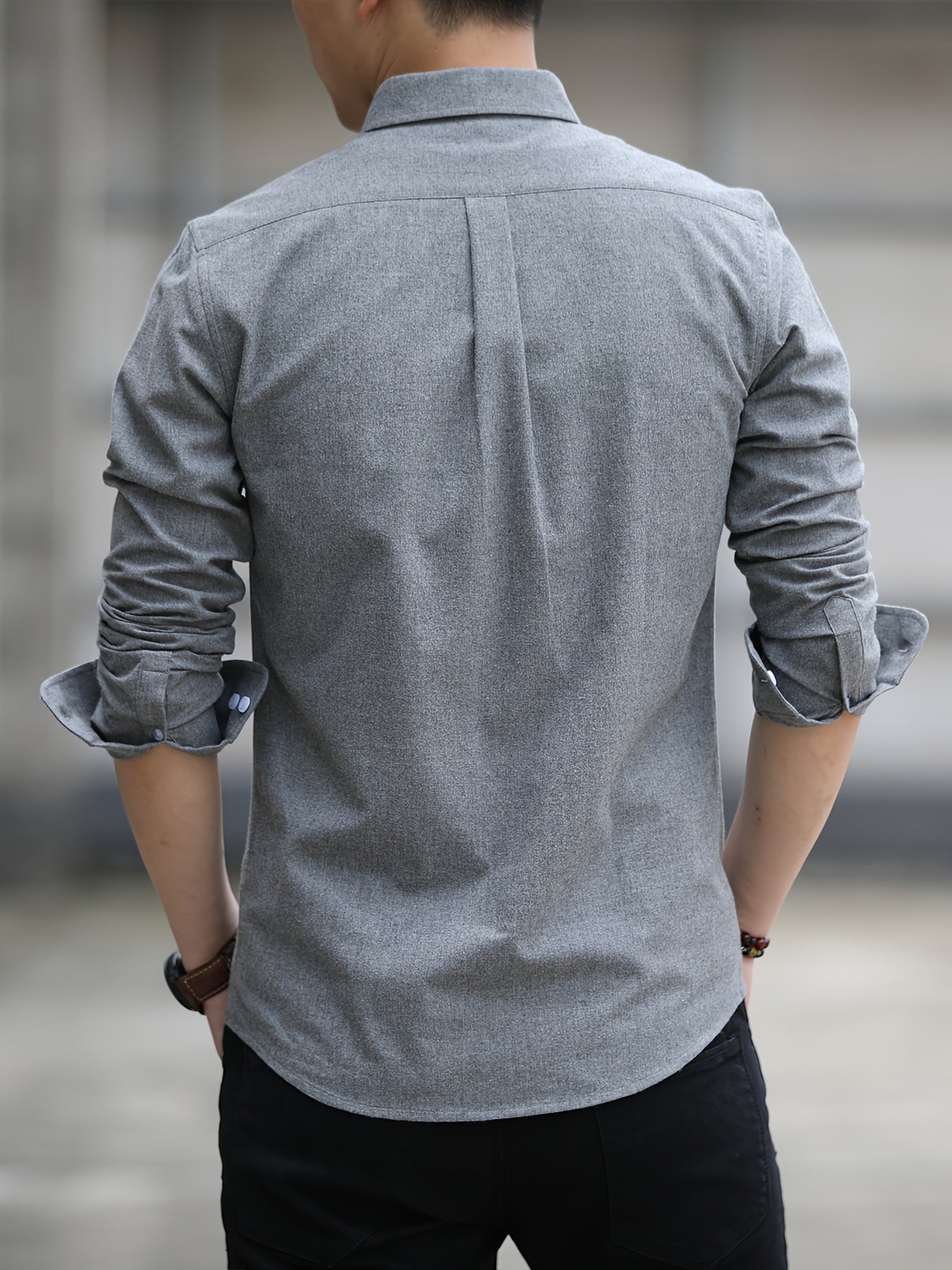Men's Long Sleeve Oxford Shirt - Button Down - Chest Pocket