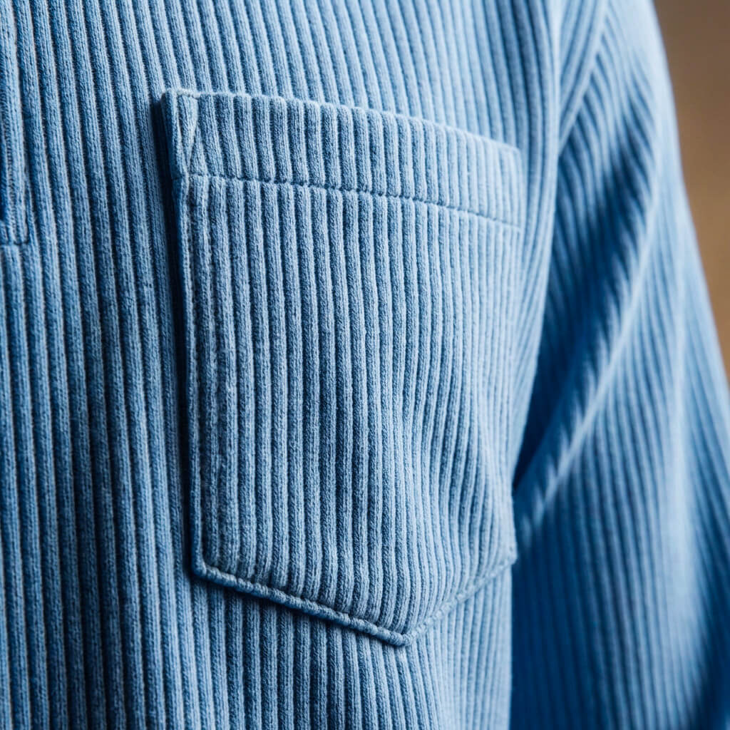 Men's Quarter Zip Jumper - Ribbed Knit Long Sleeve with Chest Pocket and Polo Collar