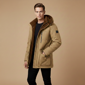 Men's Hooded Parka Jacket with Fleece Lining - Detachable Hood - Multi-Pocket - Winter Style