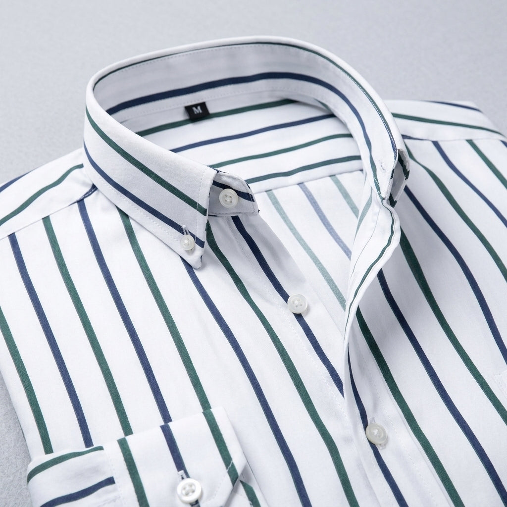 Men's Long Sleeve Dress Shirt - Band Collar - Hidden Placket