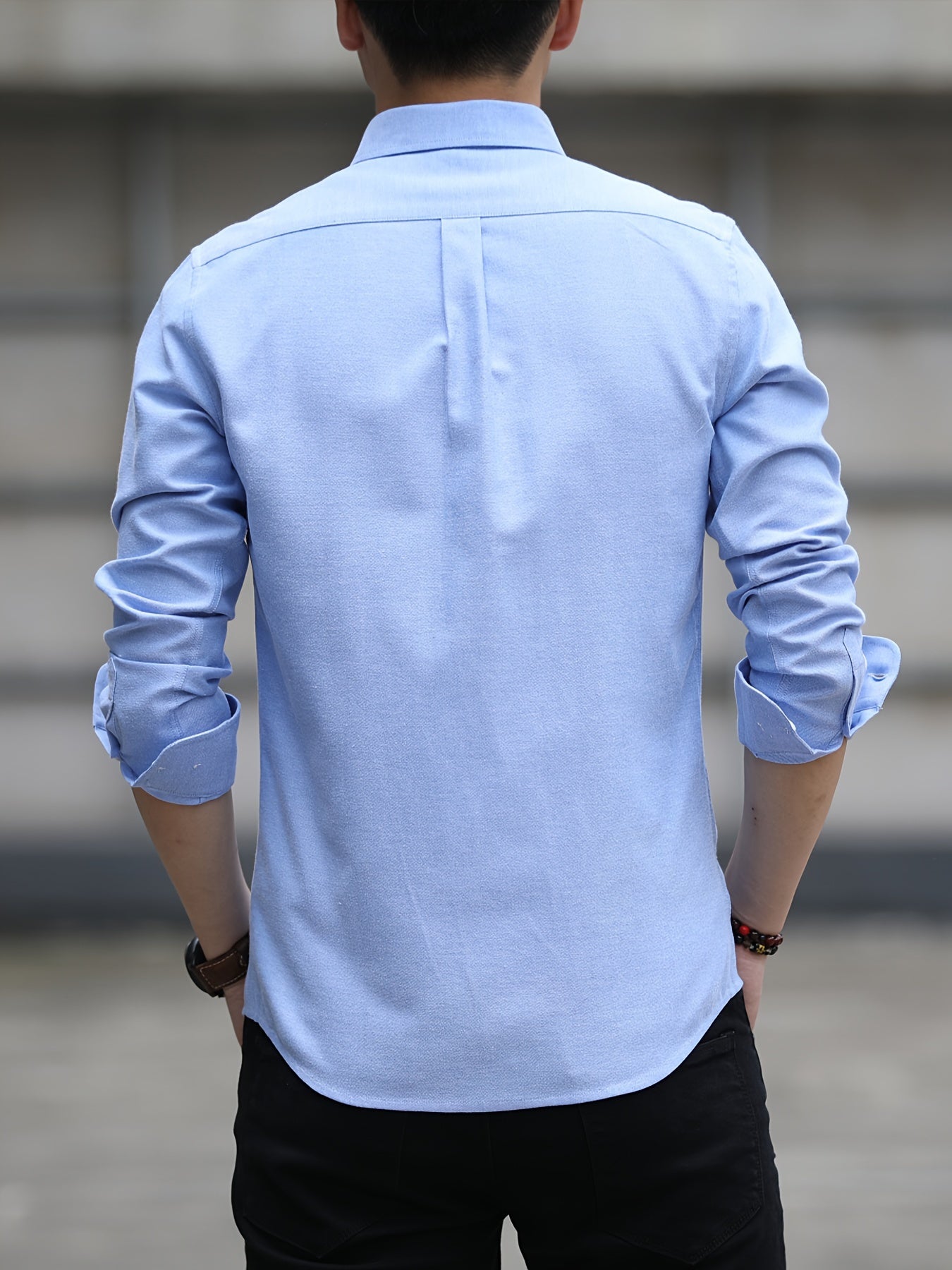 Men's Long Sleeve Oxford Shirt - Button Down - Chest Pocket