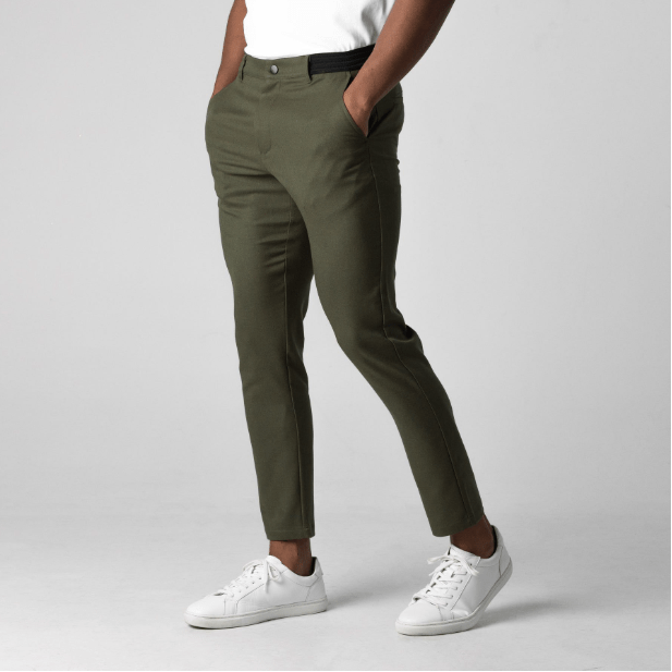 Men's Slim Fit Chino Pants with Contrast Waistband