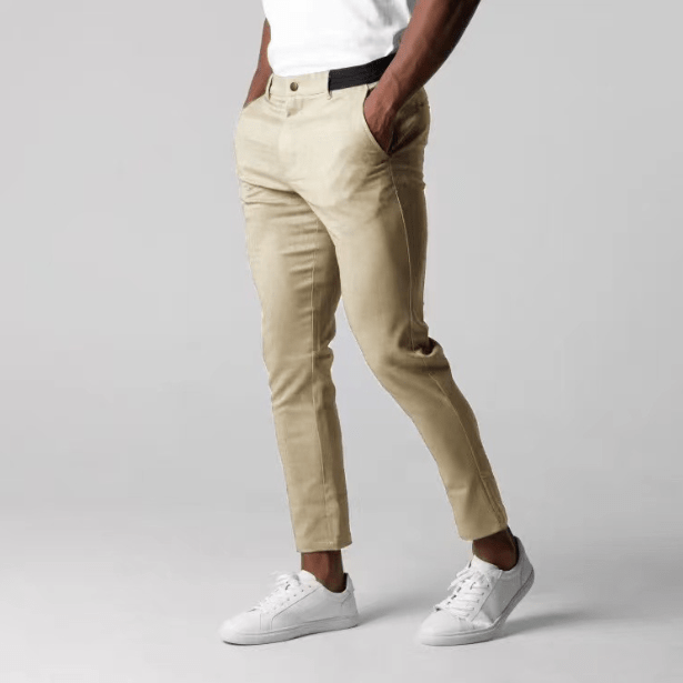 Men's Slim Fit Chino Pants with Contrast Waistband