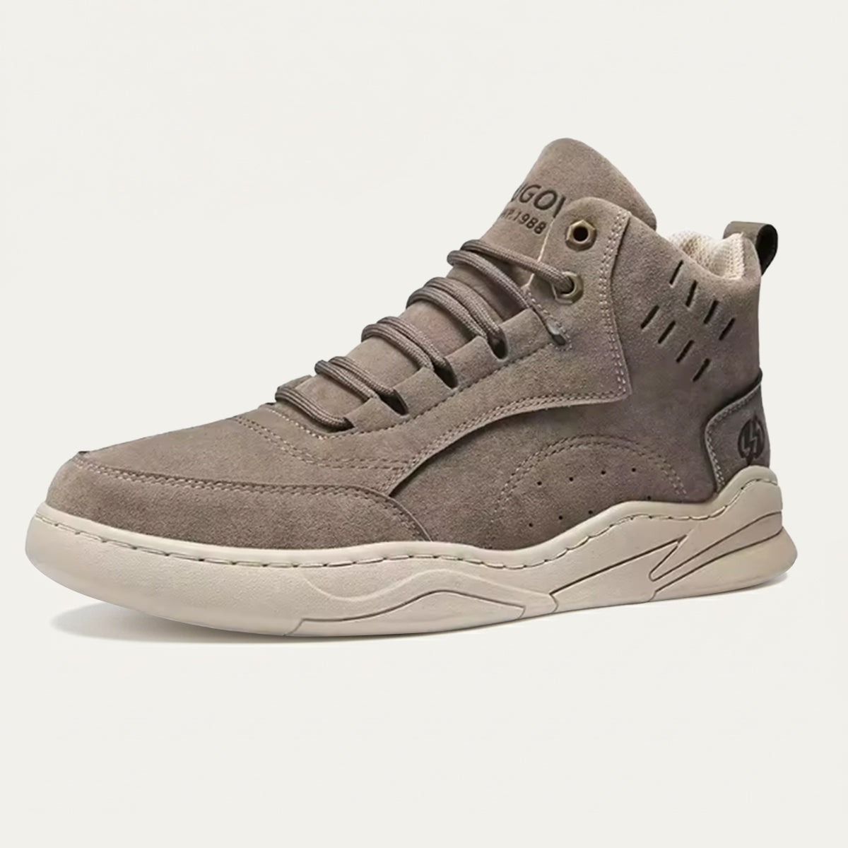 Men's High Tops - Lace Up Sneakers with Padded Collar - Perforated Panel and Chunky Sole