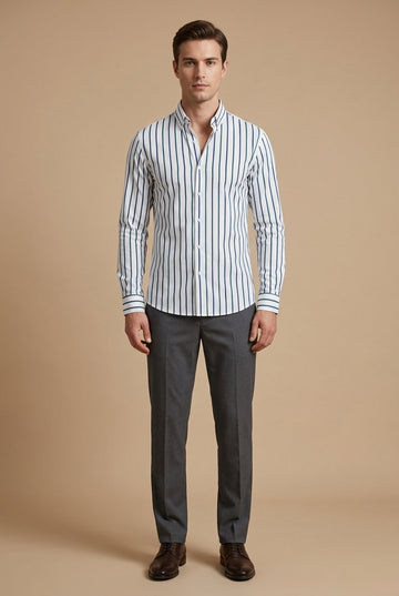 Men's Long Sleeve Dress Shirt - Band Collar - Hidden Placket