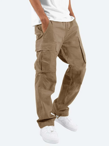Men's Cargo Pants - Elasticated Drawstring Waist - Multi Pocket