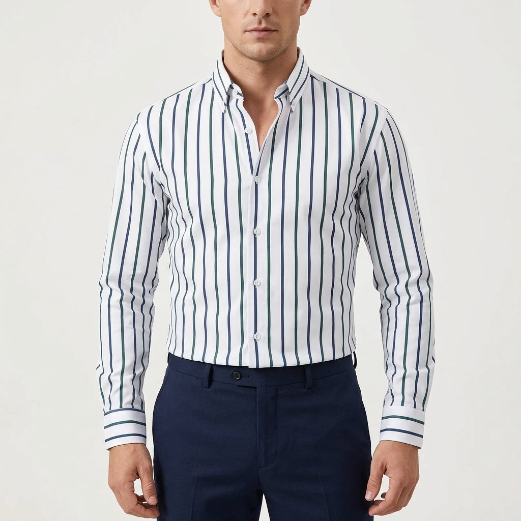 Men's Long Sleeve Dress Shirt - Band Collar - Hidden Placket